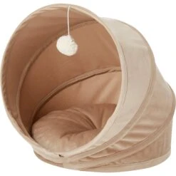Frisco Foldable Canopy Cat Bed, Sandy Beige -Pet Cat Shop 140164 PT2. AC SS1800 V1565384035