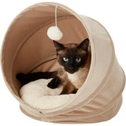 Frisco Foldable Canopy Cat Bed, Sandy Beige -Pet Cat Shop 140164 PT4. AC SS1800 V1565383626