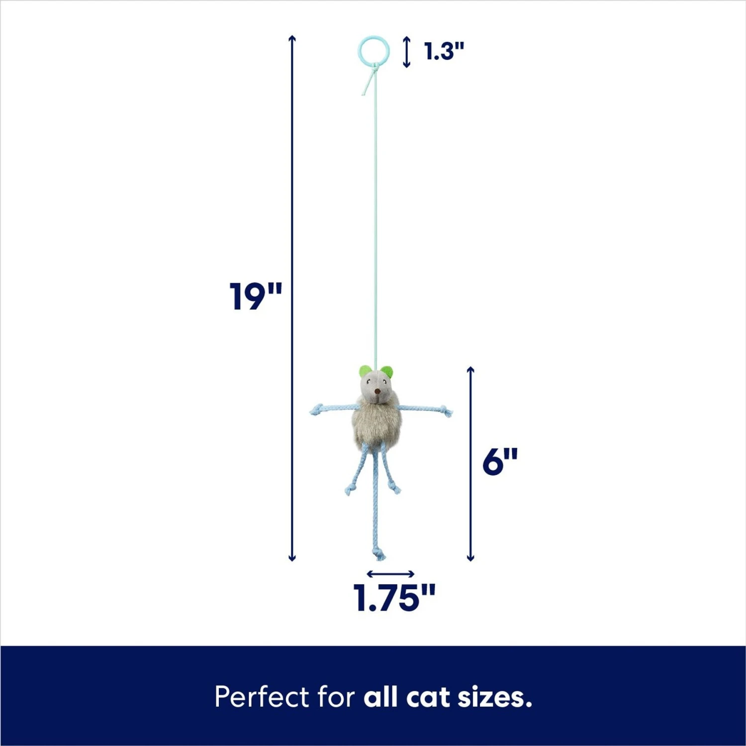 Frisco Bouncy Mouse Plush Teaser Cat Toy With Catnip 2 Frisco Bouncy Mouse Plush Teaser Cat Toy With Catnip - Image 2