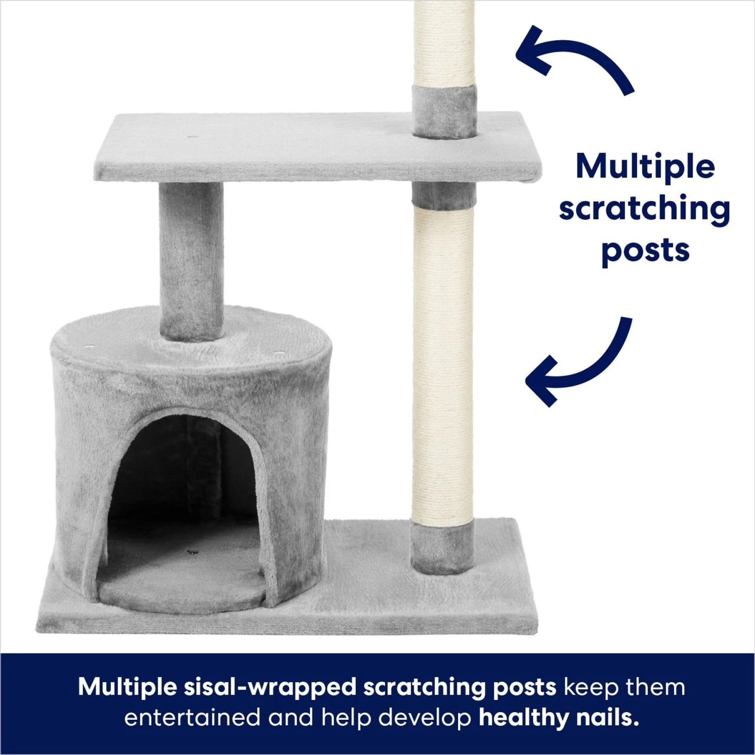 Frisco 38-in Cat Tree With Condo, Top Perch & Toy 4 Frisco 38-in Cat Tree With Condo, Top Perch & Toy - Image 4