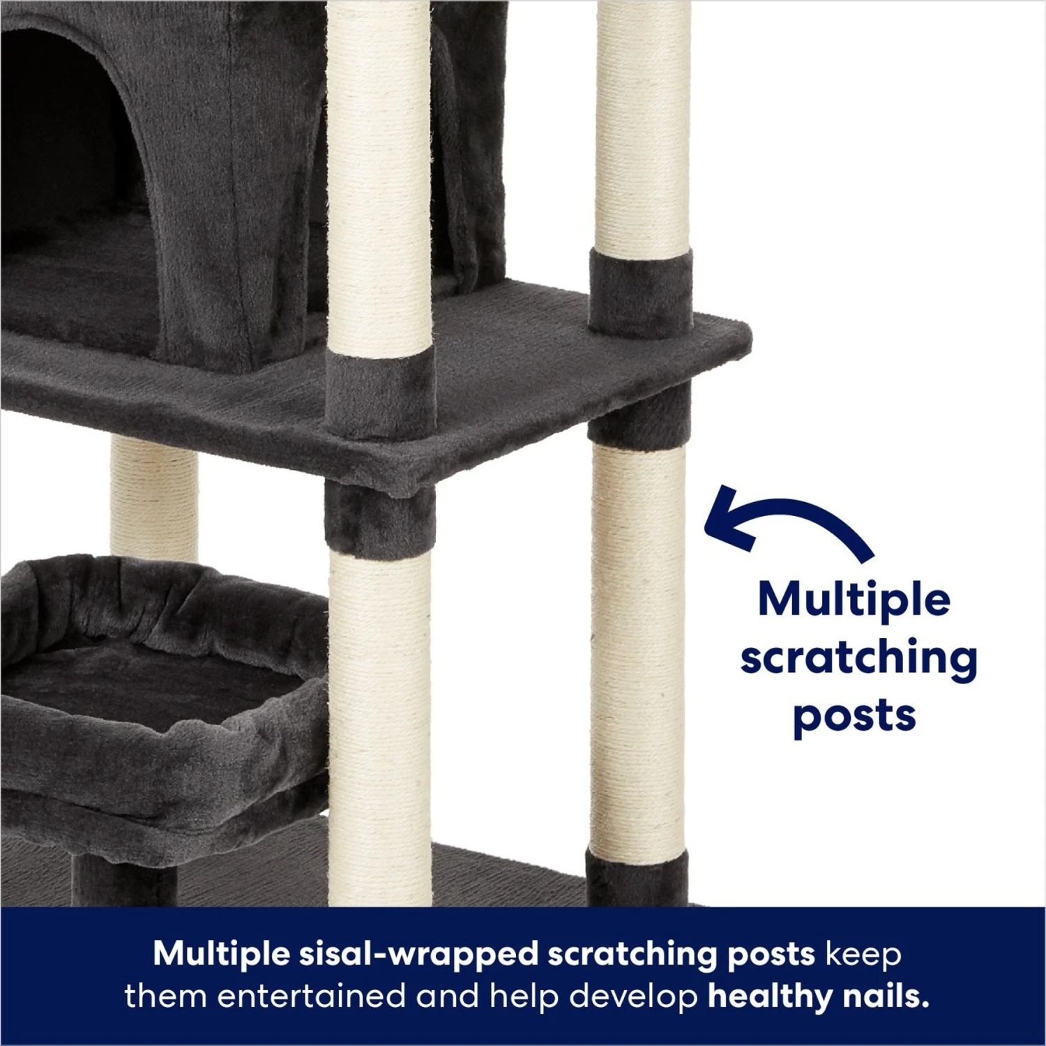 Frisco 66-in Cat Tree With Bed, Condo, Lounge Basket & Top Perch 5 Frisco 66-in Cat Tree With Bed, Condo, Lounge Basket & Top Perch - Image 5