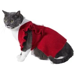 Frisco V Ruffle Dog & Cat Sweater Dress -Pet Cat Shop 223730 PT2. AC SS1800 V1608820389