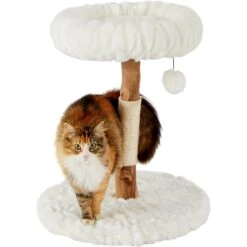 Frisco Natural Wood Modern Cat Tree With Toy, Ivory, Small -Pet Cat Shop 236559 PT2. AC SS1800 V1615987338