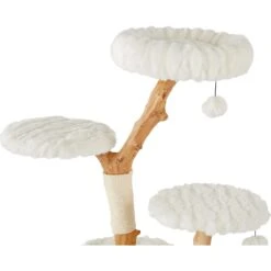Frisco Natural Wood Modern Cat Tree With Toy, Ivory, Large -Pet Cat Shop 236563 PT3. AC SS1800 V1615987312