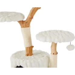 Frisco Natural Wood Modern Cat Tree With Toy, Ivory, Large -Pet Cat Shop 236563 PT4. AC SS1800 V1615987629