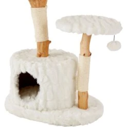 Frisco Natural Wood Modern Cat Tree With Toy, Ivory, Large -Pet Cat Shop 236563 PT5. AC SS1800 V1615989095