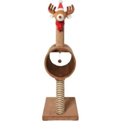 Frisco Holiday 52.3-in Reindeer Cat Scratching Post & Tunnel -Pet Cat Shop 236569 PT3. AC SS1800 V1601332856