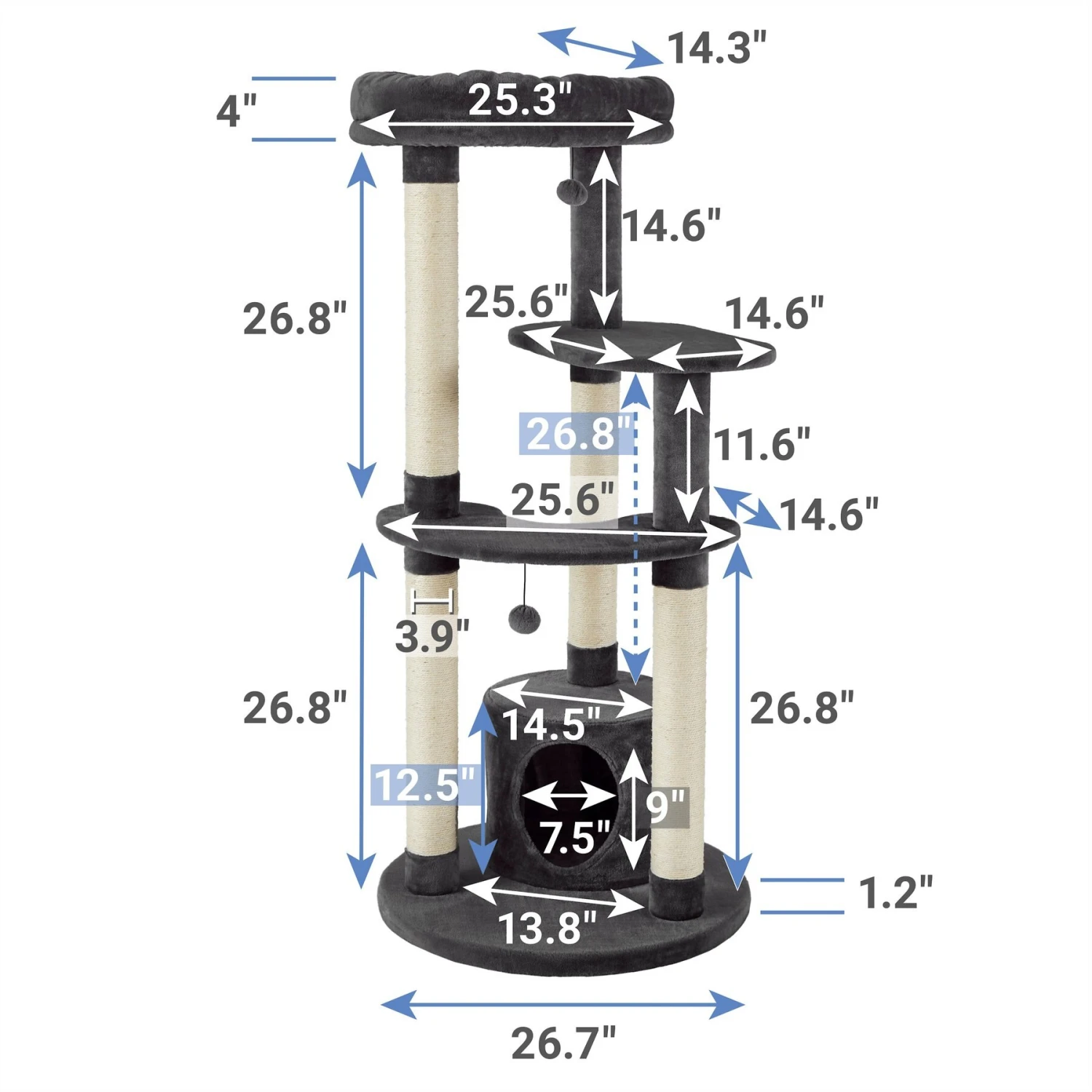 Frisco Heavy Duty Faux Fur Cat Tree & Condo 2 Frisco Heavy Duty Faux Fur Cat Tree & Condo - Image 2