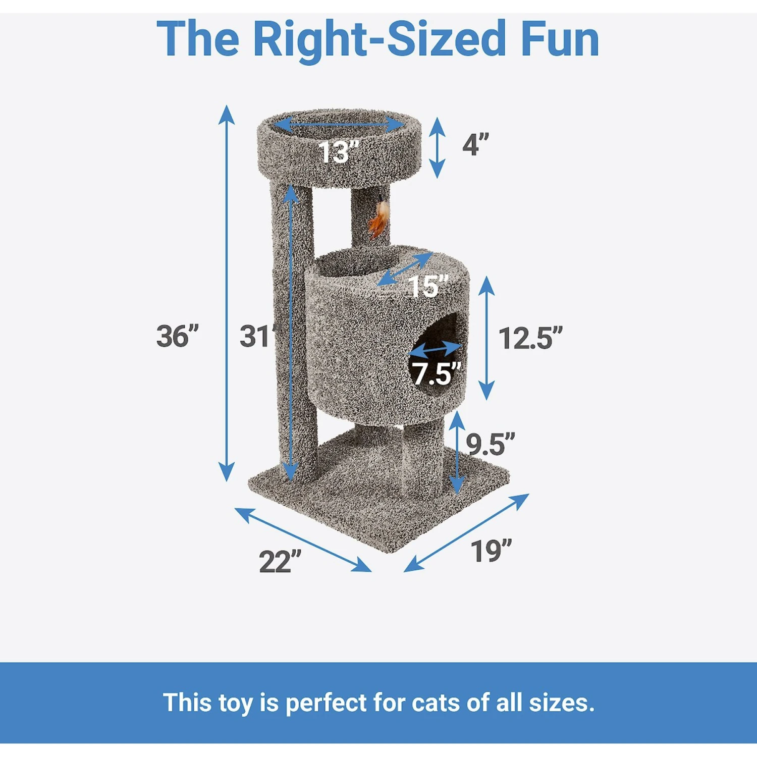 Frisco 36-in Real Carpet Wooden Cat Tree 2 Frisco 36-in Real Carpet Wooden Cat Tree - Image 2