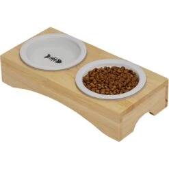 Frisco Double Elevated Cat Bowl With Wood Stand -Pet Cat Shop 256082 PT3. AC SS1800 V1615312021