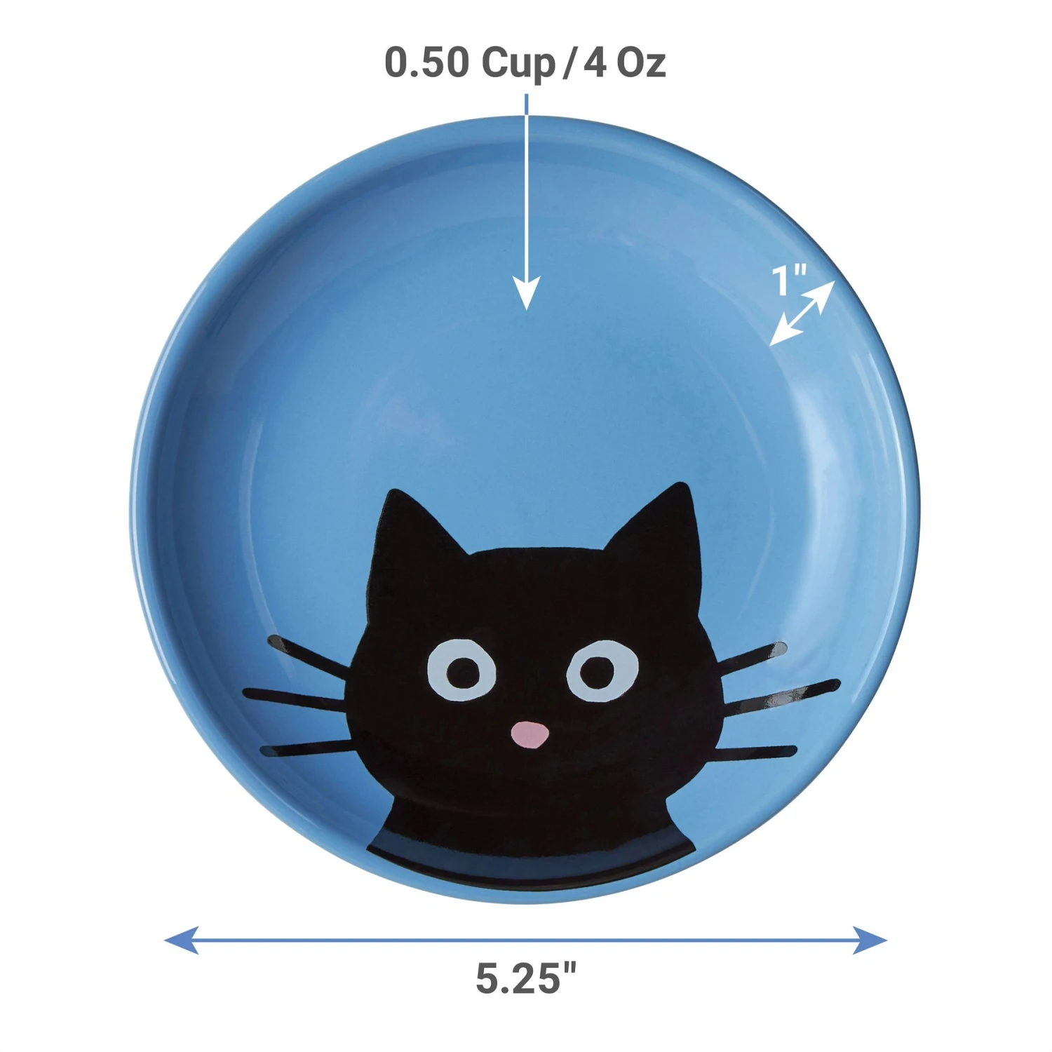 Frisco Cat Face Non-skid Ceramic Cat Dish, Blue 2 Frisco Cat Face Non-skid Ceramic Cat Dish, Blue - Image 2
