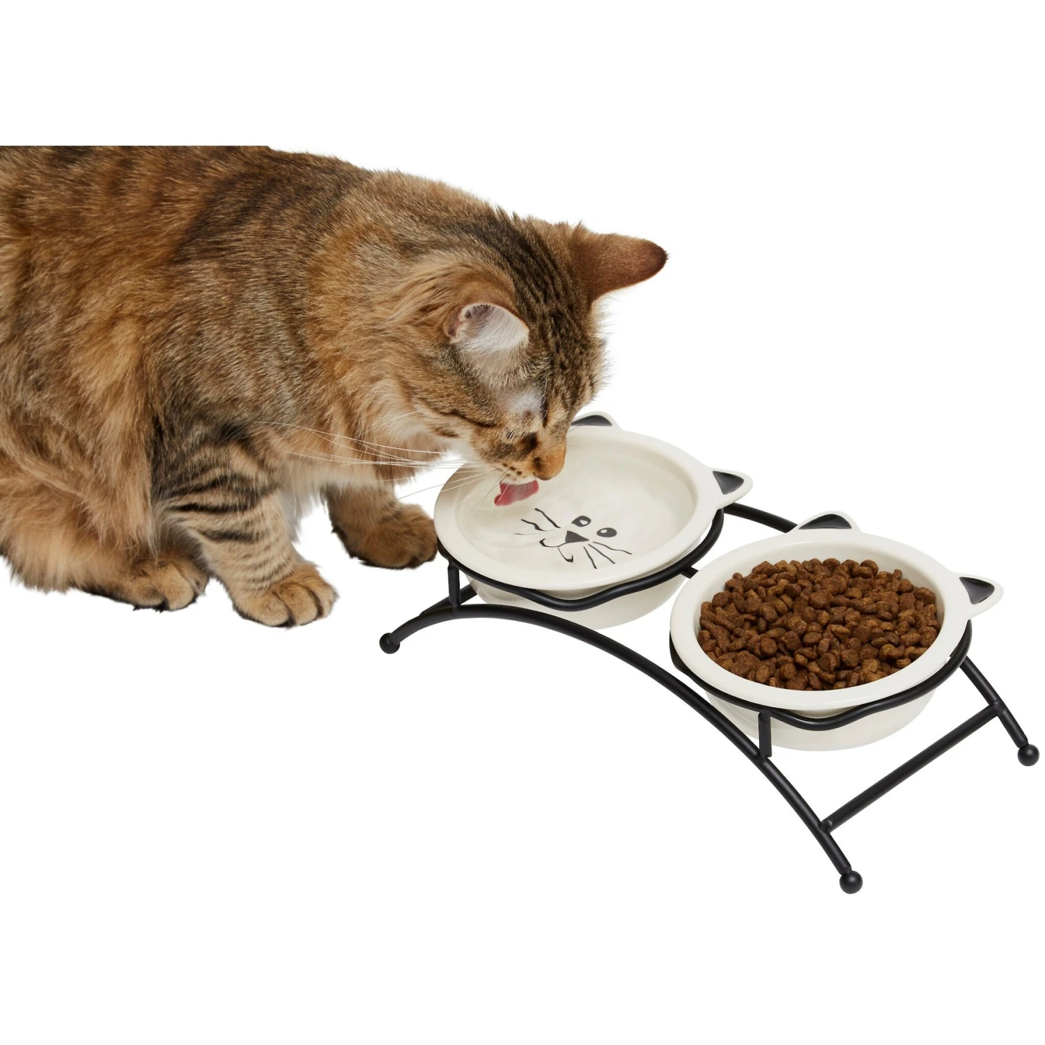 Frisco Cat Face Non-skid Elevated Double Ceramic Cat Bowl 1 Frisco Cat Face Non-skid Elevated Double Ceramic Cat Bowl