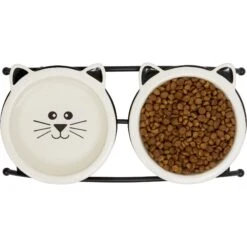 Frisco Cat Face Non-skid Elevated Double Ceramic Cat Bowl 11 Frisco Cat Face Non-skid Elevated Double Ceramic Cat Bowl -Pet Cat Shop 256113 PT5. AC SS1800 V1615311146