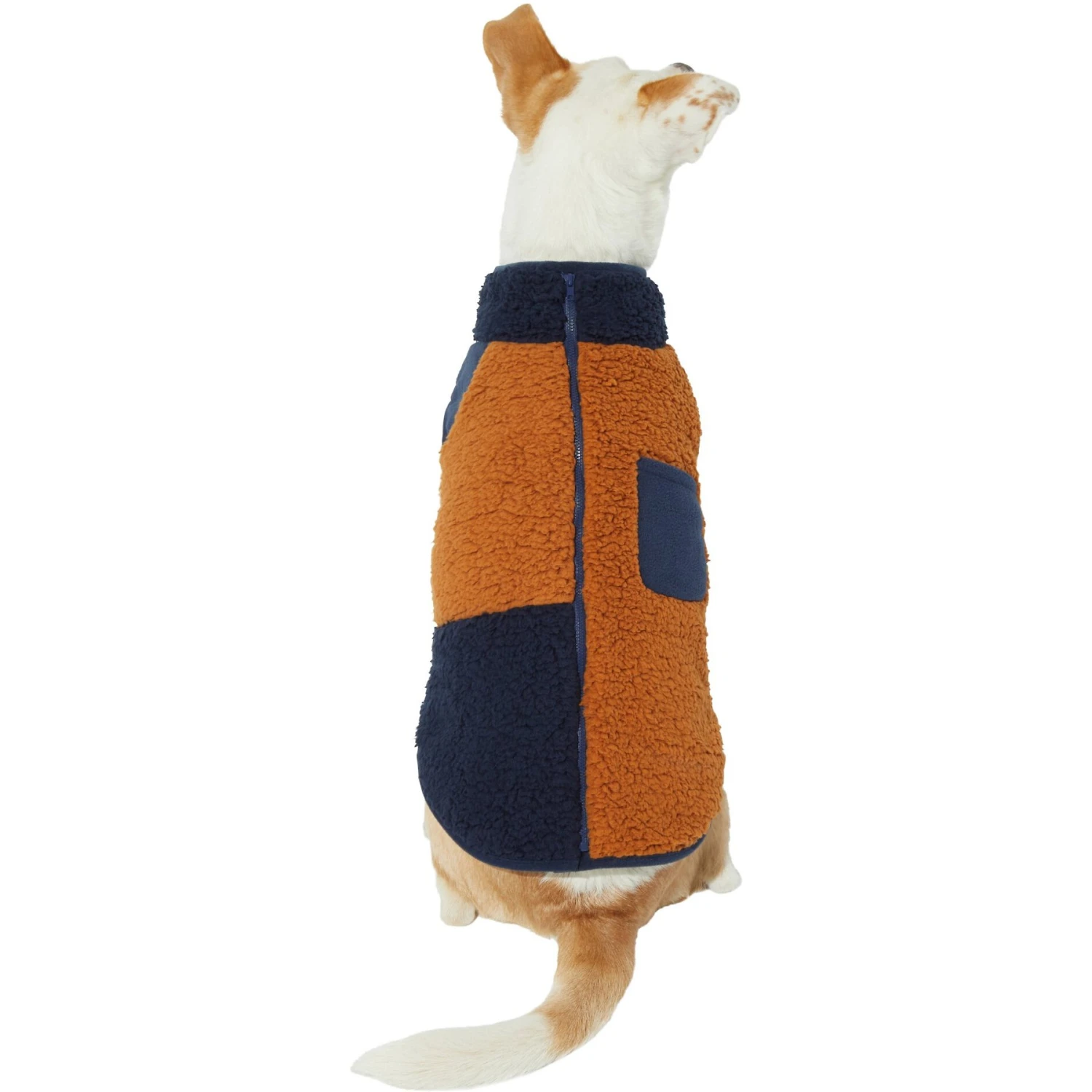 Frisco Lightweight Colorblock Dog & Cat Zippered Sherpa Fleece Vest, Blue/Brown 1 Frisco Lightweight Colorblock Dog & Cat Zippered Sherpa Fleece Vest, Blue/Brown