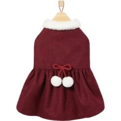 Frisco Mediumweight Pom Pom Bow Dog & Cat Peacoat Dress, Red -Pet Cat Shop 268200 PT4. AC SS1800 V1628825859