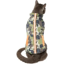 Frisco Mediumweight Camo Print Insulated Dog & Cat Zippered Coat, Green -Pet Cat Shop 268295 PT2. AC SS1800 V1628741254