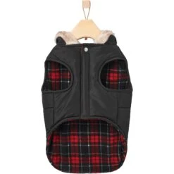 Frisco Mid-Heavyweight Cinching Insulated Dog & Cat Parka, Black/Red Plaid -Pet Cat Shop 268382 PT5. AC SS1800 V1628822843