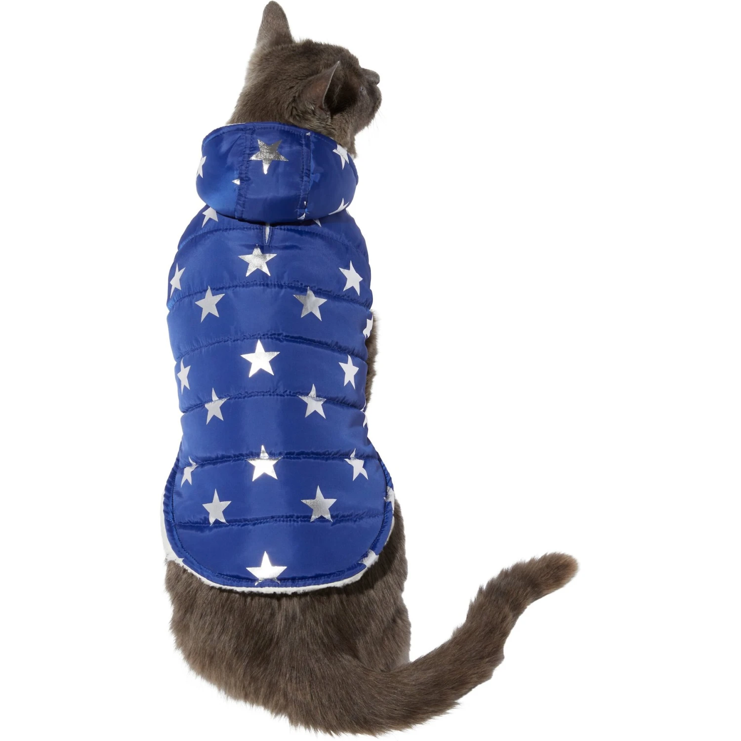 Frisco Mediumweight Metallic Star Print Insulated Dog & Cat Parka, Navy 3 Frisco Mediumweight Metallic Star Print Insulated Dog & Cat Parka, Navy - Image 3