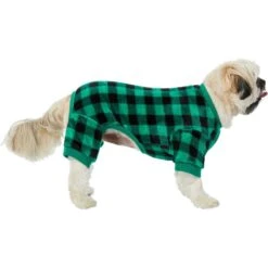 Frisco Dog & Cat Cozy Plush Fleece PJs, Green Plaid -Pet Cat Shop 268517 PT2. AC SS1800 V1637669565