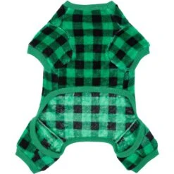 Frisco Dog & Cat Cozy Plush Fleece PJs, Green Plaid -Pet Cat Shop 268517 PT4. AC SS1800 V1637682124