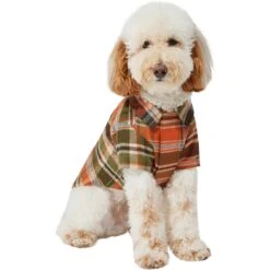 Frisco Orange & Olive Plaid Dog & Cat Flannel Shirt -Pet Cat Shop 268612 PT2. AC SS1800 V1637682457