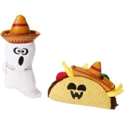 Frisco Halloween Fiesta Ghost & Taco Plush Cat Toy With Catnip, 2 Count