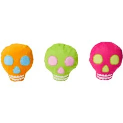 Frisco Colorful Skulls Plush Cat Toy With Catnip, 3 Count -Pet Cat Shop 270325 PT2. AC SS1800 V1630350994