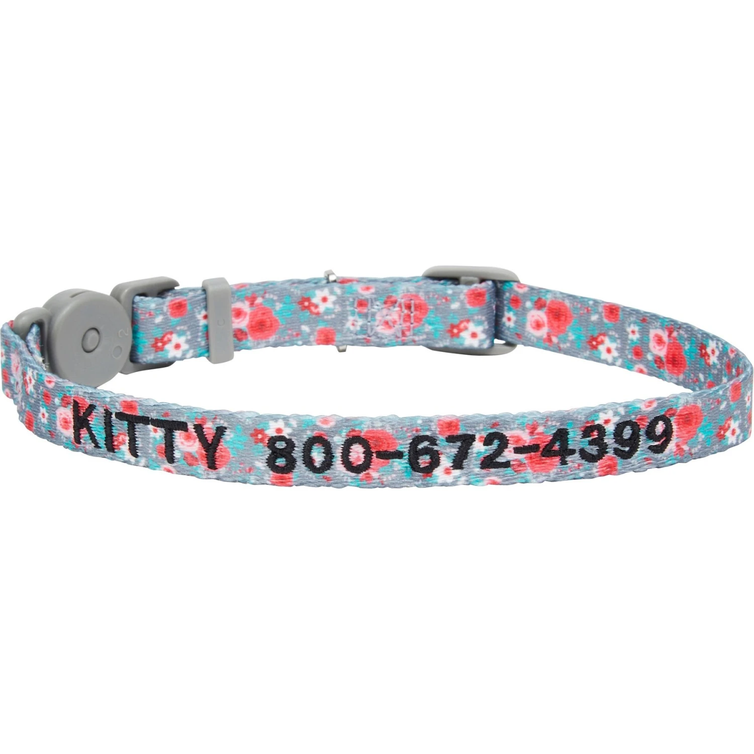 Frisco Rose Polyester Personalized Breakaway Cat Collar With Bell 1 Frisco Rose Polyester Personalized Breakaway Cat Collar With Bell