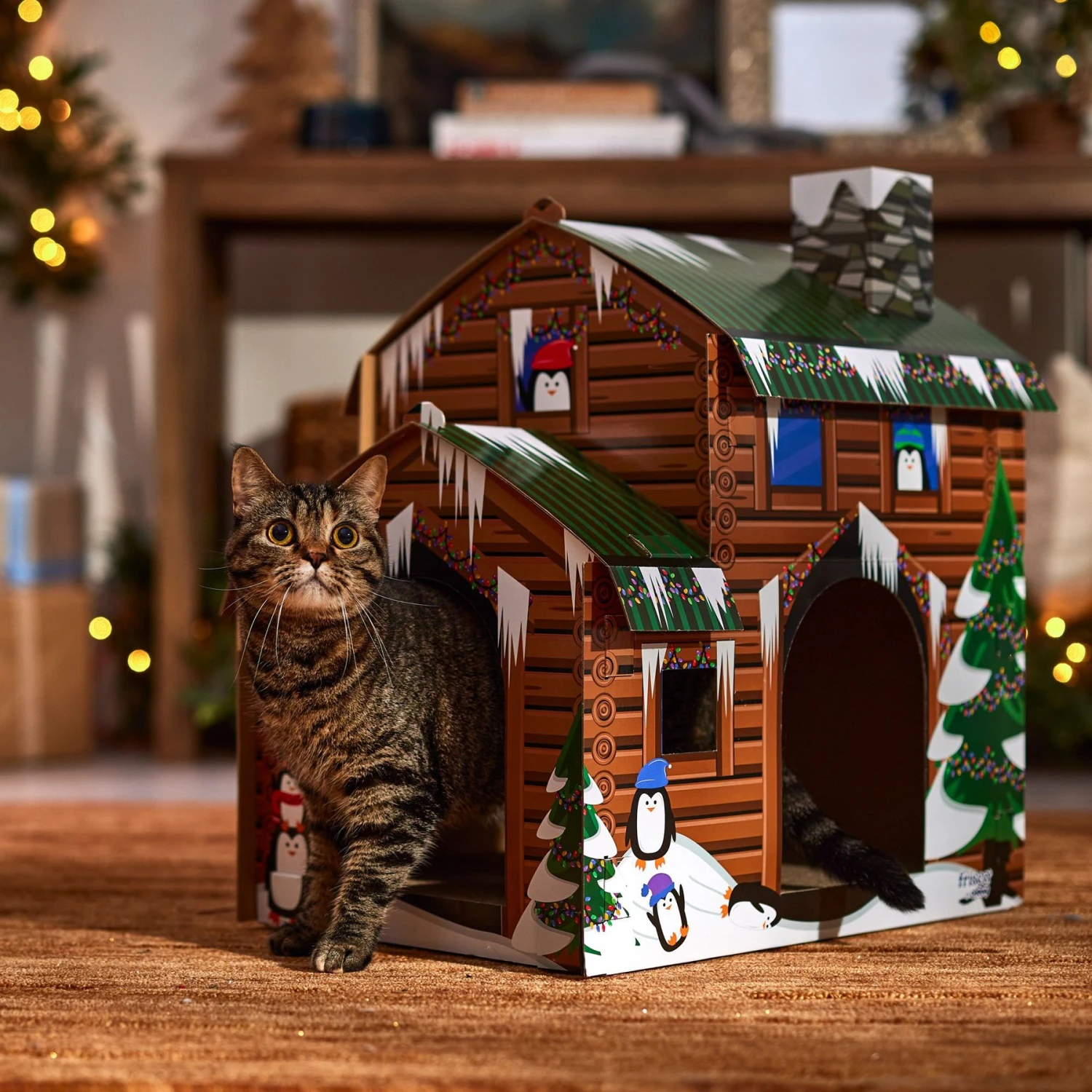 Frisco Holiday Log Cabin Cardboard Cat House 5 Frisco Holiday Log Cabin Cardboard Cat House - Image 5