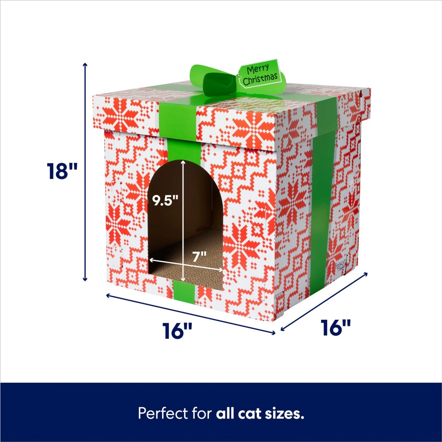 Frisco Holiday Gift Box Cardboard Cat House 2 Frisco Holiday Gift Box Cardboard Cat House - Image 2