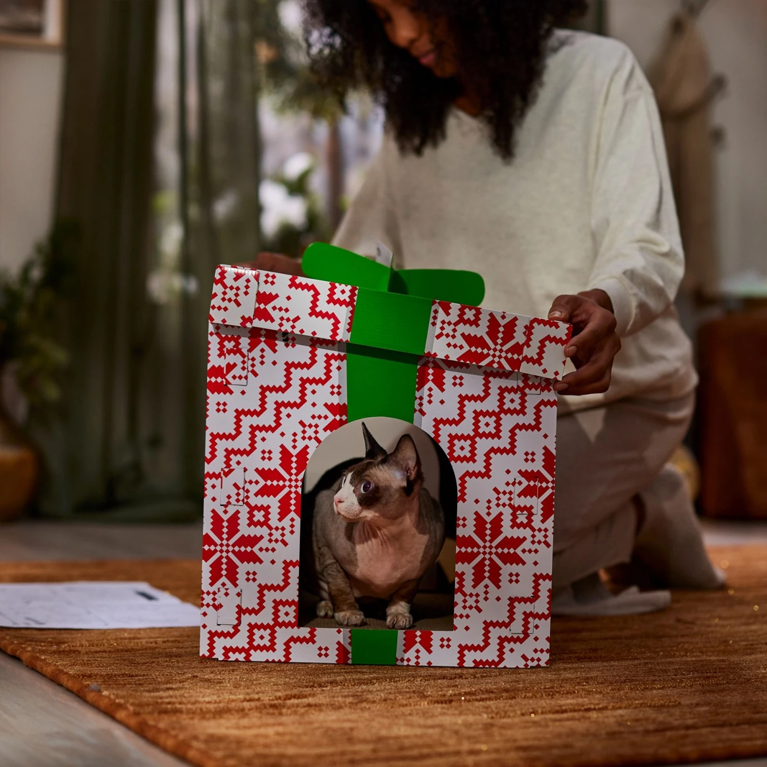 Frisco Holiday Gift Box Cardboard Cat House 4 Frisco Holiday Gift Box Cardboard Cat House - Image 4