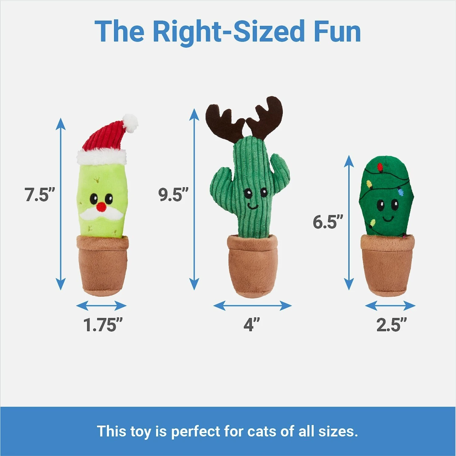 Frisco Holiday Cactus Plush Cat Toy With Catnip, 3 Count 2 Frisco Holiday Cactus Plush Cat Toy With Catnip, 3 Count - Image 2