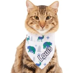 Frisco Buffalo Plaid Winter Animals Personalized Dog & Cat Bandana -Pet Cat Shop 301365 PT7. AC SS1800 V1628100091