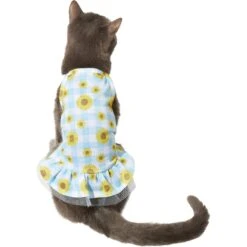 Frisco Sunflower Gingham Dog & Cat Dress -Pet Cat Shop 312120 PT2. AC SS1800 V1644425858