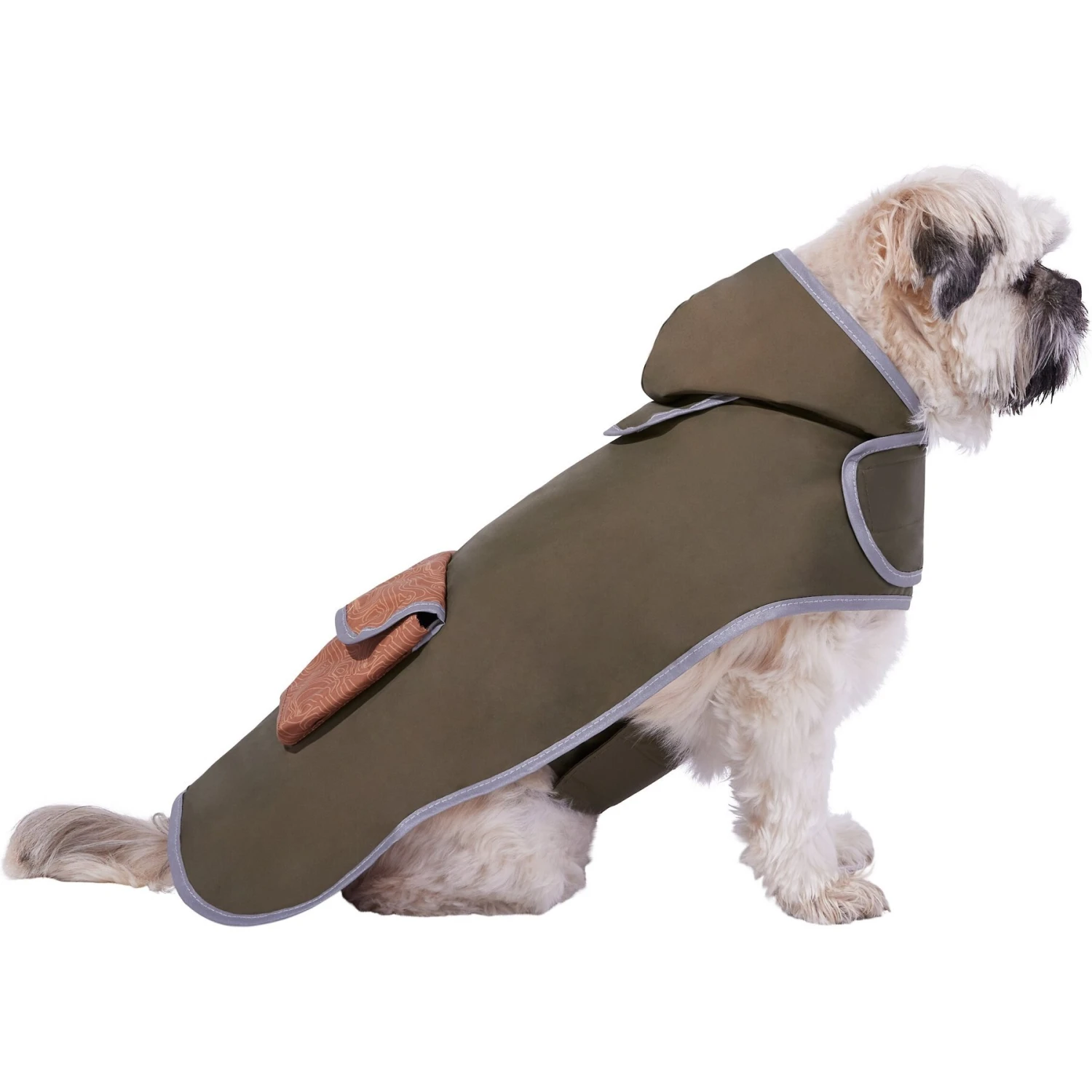 Frisco Lightweight Olive Reversible Packable Dog Raincoat 1 Frisco Lightweight Olive Reversible Packable Dog Raincoat