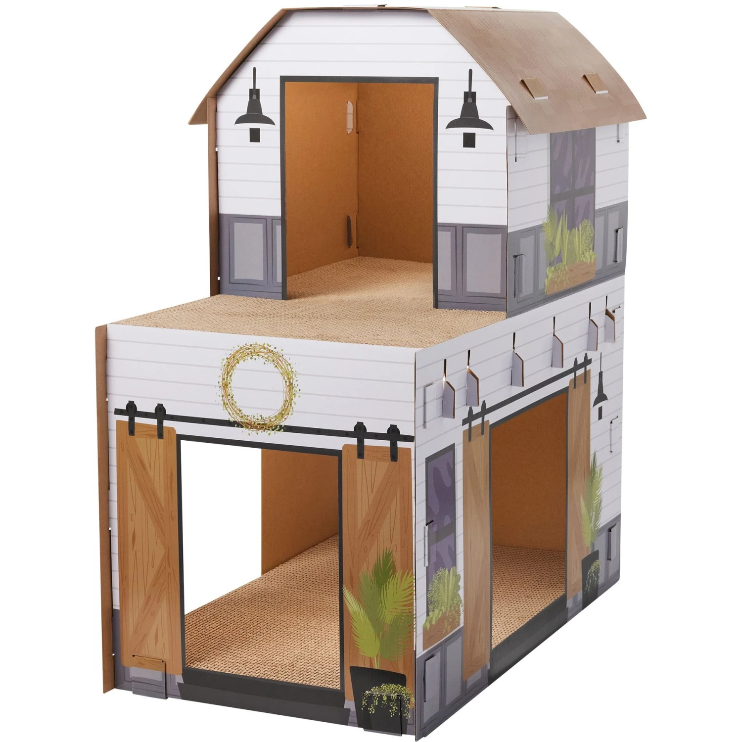 Frisco Farmhouse Cardboard Cat House, 2-Story 1 Frisco Farmhouse Cardboard Cat House, 2-Story