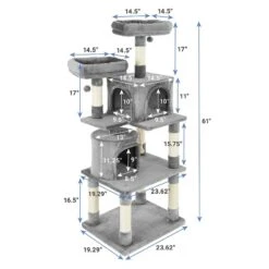 Frisco 61-in Faux Fur Cat Tree & Condo & Frisco 38-in Cat Tree With Condo, Top Perch & Toy -Pet Cat Shop 318964 PT2. AC SS1800 V1630367789