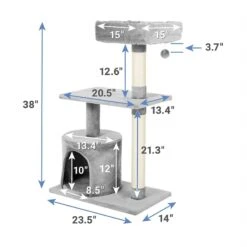 Frisco 61-in Faux Fur Cat Tree & Condo & Frisco 38-in Cat Tree With Condo, Top Perch & Toy -Pet Cat Shop 318964 PT6. AC SS1800 V1630359370