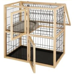 Frisco Collapsible Wood & Wire Cat Cage Playpen, 2 Level -Pet Cat Shop 323214 PT3. AC SS1800 V1645493866