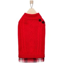 Frisco Plaid Cable Knit Dog & Cat Sweater 10 Frisco Plaid Cable Knit Dog & Cat Sweater -Pet Cat Shop 353611 PT4. AC SS1800 V1659726603
