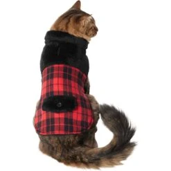 Frisco Mediumweight Plaid Faux Fur Dog & Cat Jacket