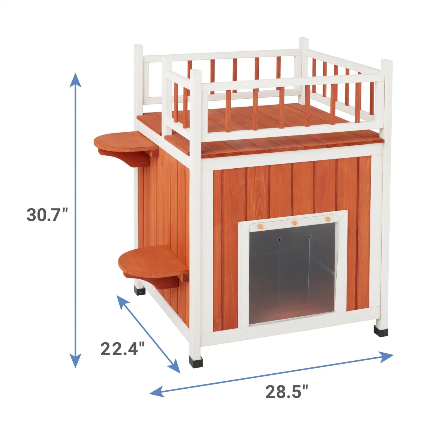 Frisco Outdoor Wooden Cat House With Elevated Balcony Steps 2 Frisco Outdoor Wooden Cat House With Elevated Balcony Steps - Image 2