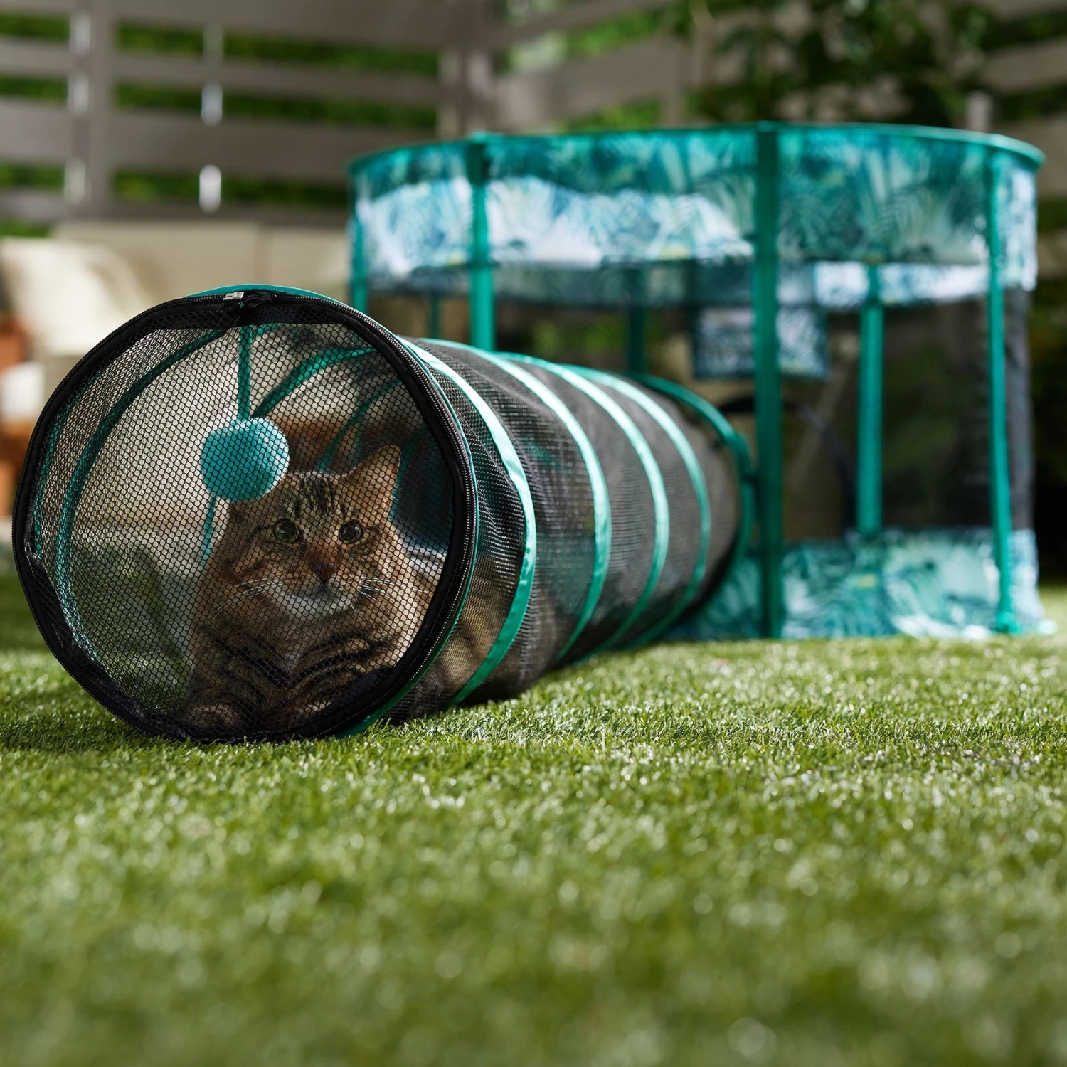 Frisco Mesh Outdoor Extra Wide Pop-up Cat Playpen & Tunnel 7 Frisco Mesh Outdoor Extra Wide Pop-up Cat Playpen & Tunnel - Image 7