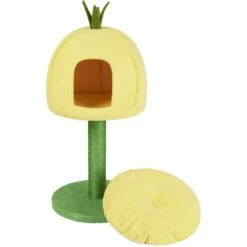 Frisco Pineapple 33.5" Plush Cat Scratching Post And Condo -Pet Cat Shop 371361 PT3. AC SS1800 V1664373498