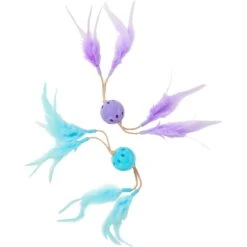 Frisco Feather & Play Plastic Balls Cat Toy, 2 Count