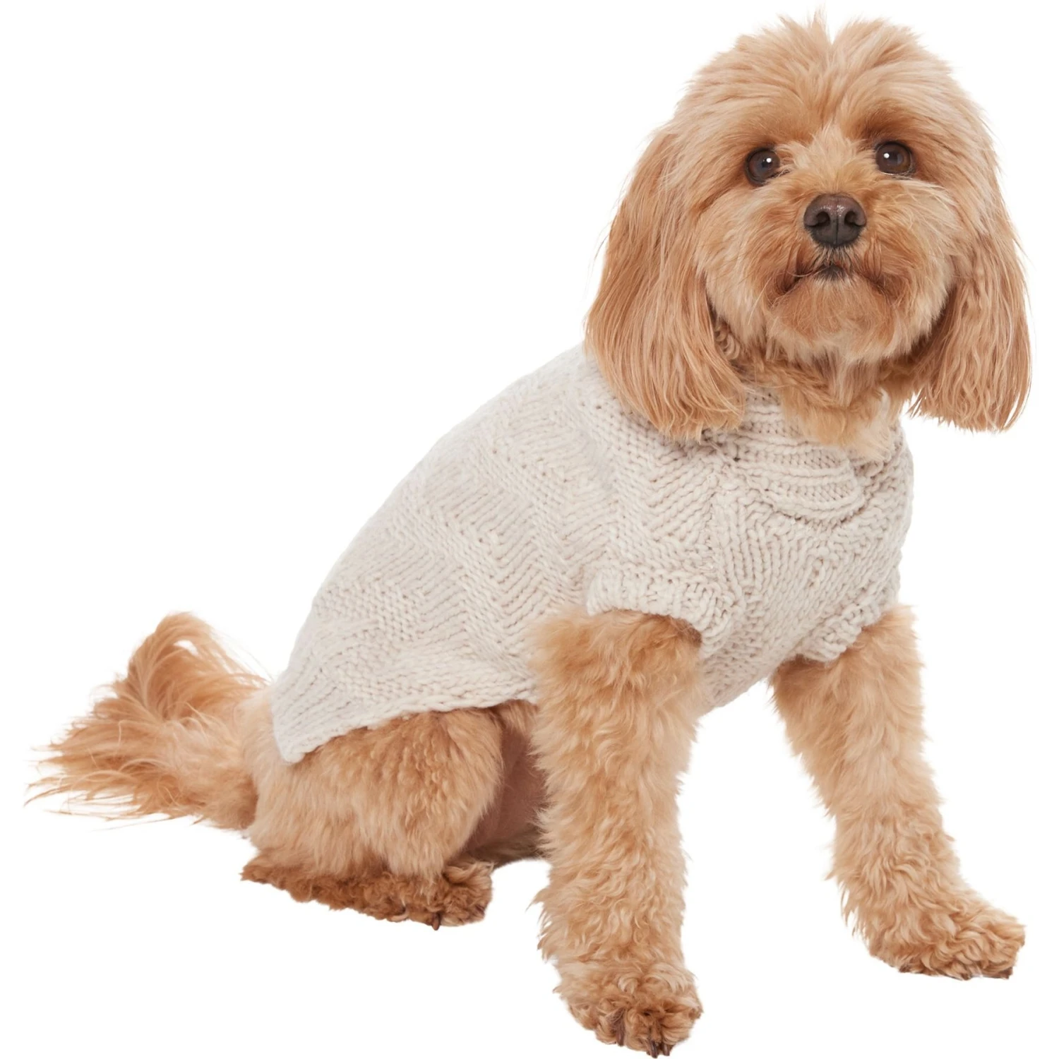 Frisco Sherpa Lined Chunky Cable Knit Dog & Cat Sweater 3 Frisco Sherpa Lined Chunky Cable Knit Dog & Cat Sweater - Image 3
