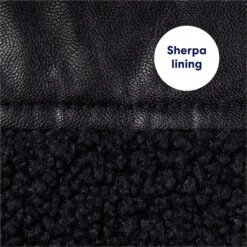 Frisco Medium Weight Faux Leather Dog & Cat Parka With Faux Fur Trimmed Hood, Black -Pet Cat Shop 719798 PT5. AC SS1800 V1692213078