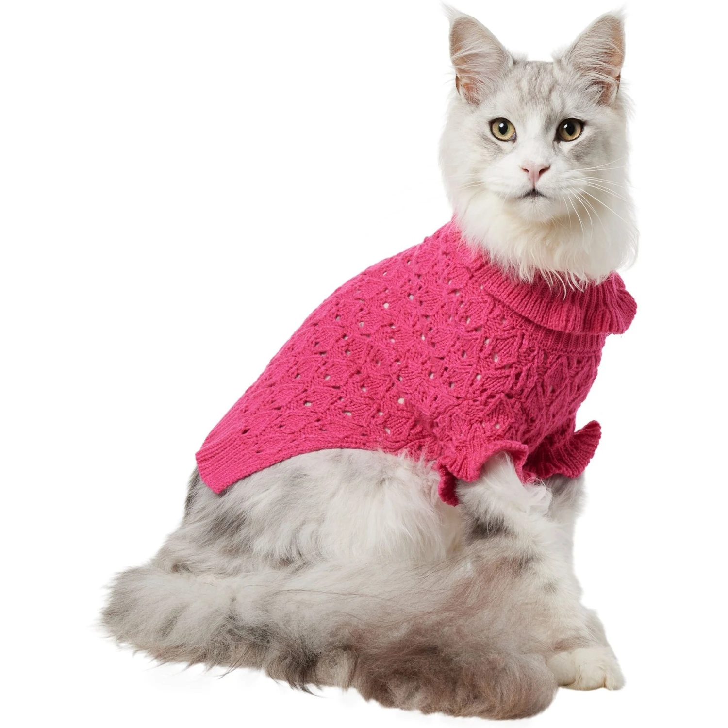 Frisco Ruffle Knit Pointelle Dog & Cat Turtleneck Sweater 1 Frisco Ruffle Knit Pointelle Dog & Cat Turtleneck Sweater