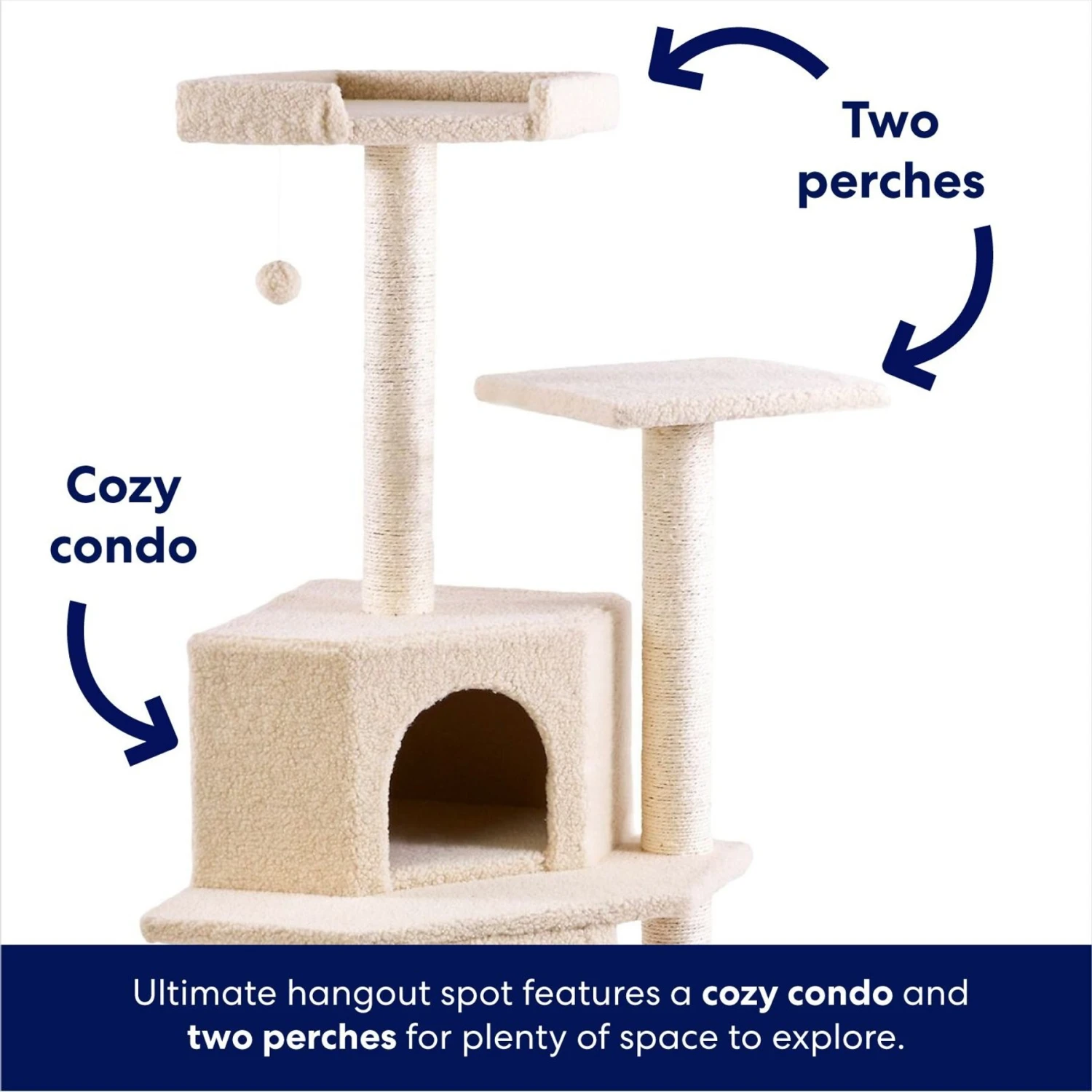 Frisco 52-in Faux Fur Cat Tree & Condo 4 Frisco 52-in Faux Fur Cat Tree & Condo - Image 4