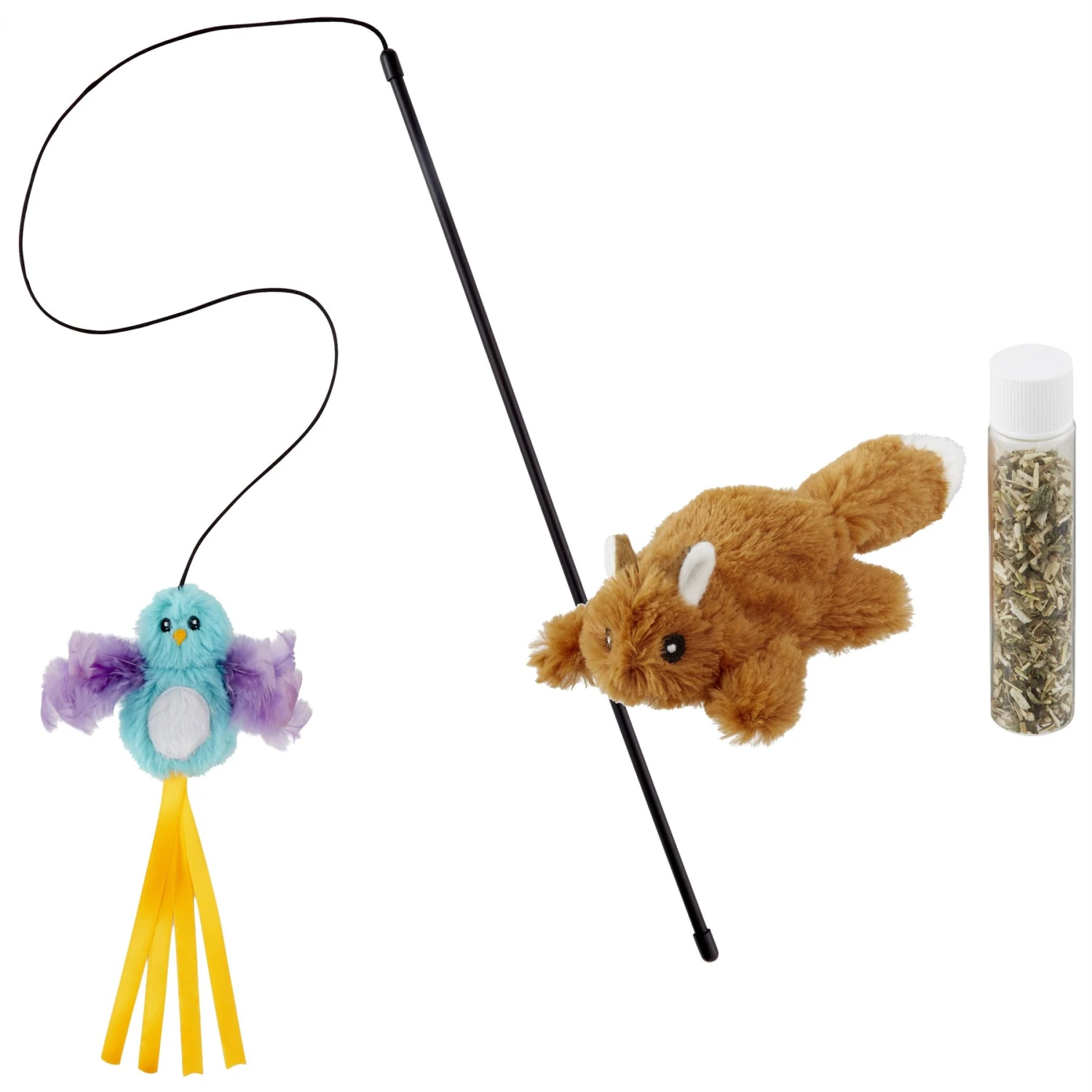 Frisco Squirrel Plush Cat Toy With Refillable Catnip & Frisco Bird With Feathers Teaser Wand Cat Toy With Catnip 1 Frisco Squirrel Plush Cat Toy With Refillable Catnip & Frisco Bird With Feathers Teaser Wand Cat Toy With Catnip